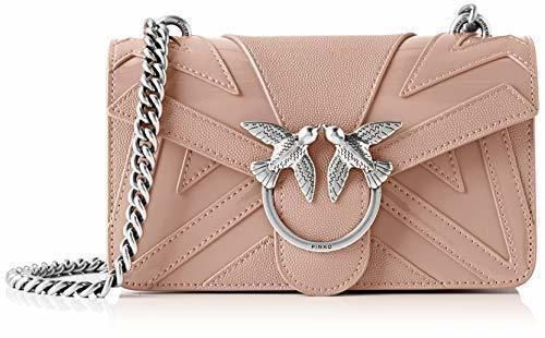 Pinko Mini Love Chevron 1, bolso bandolera para Mujer, Rosa