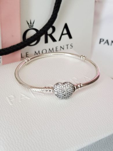 Pulsera de corazón brillante PANDORA 