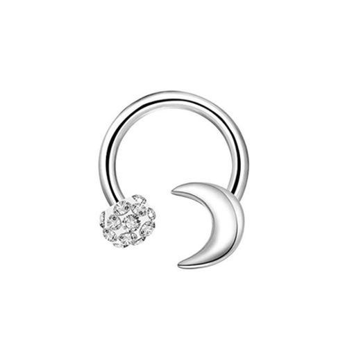 OUFER 316L Surgical Steel Horseshoe Earrings 16G Circular Barbell Ring Cubic Zirconia Ball and Moon Daith Rook Helix Septum Lip Earrings