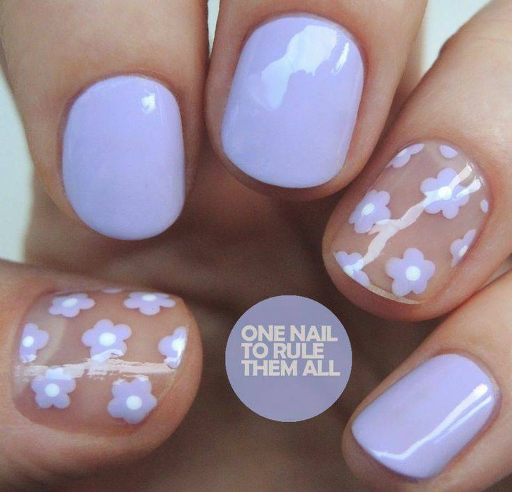 Fashion little purple flowers nails