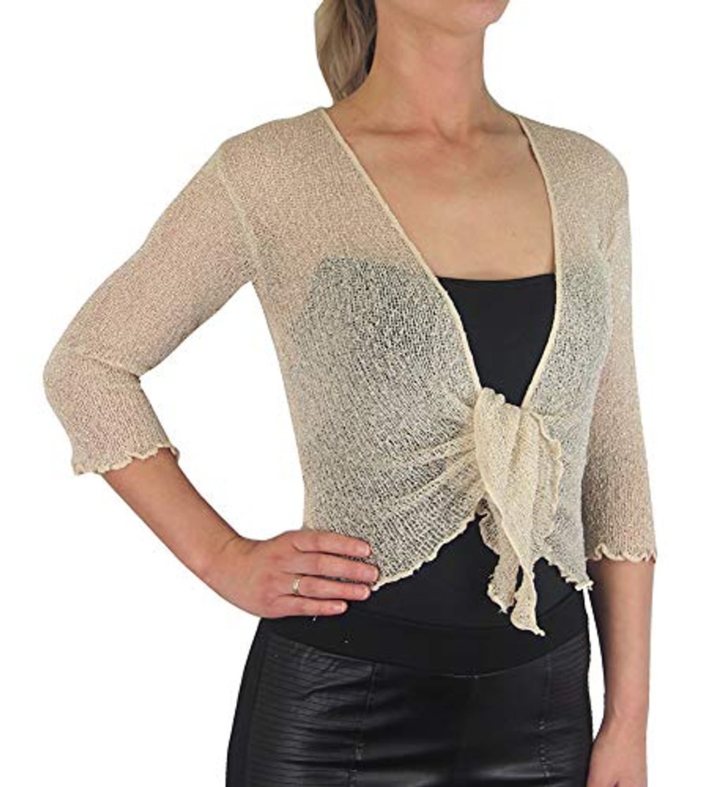 Productos Mimosa Mujer Crochet Bolero Brillo Liso de Encaje Elastico Cardigan Abierto