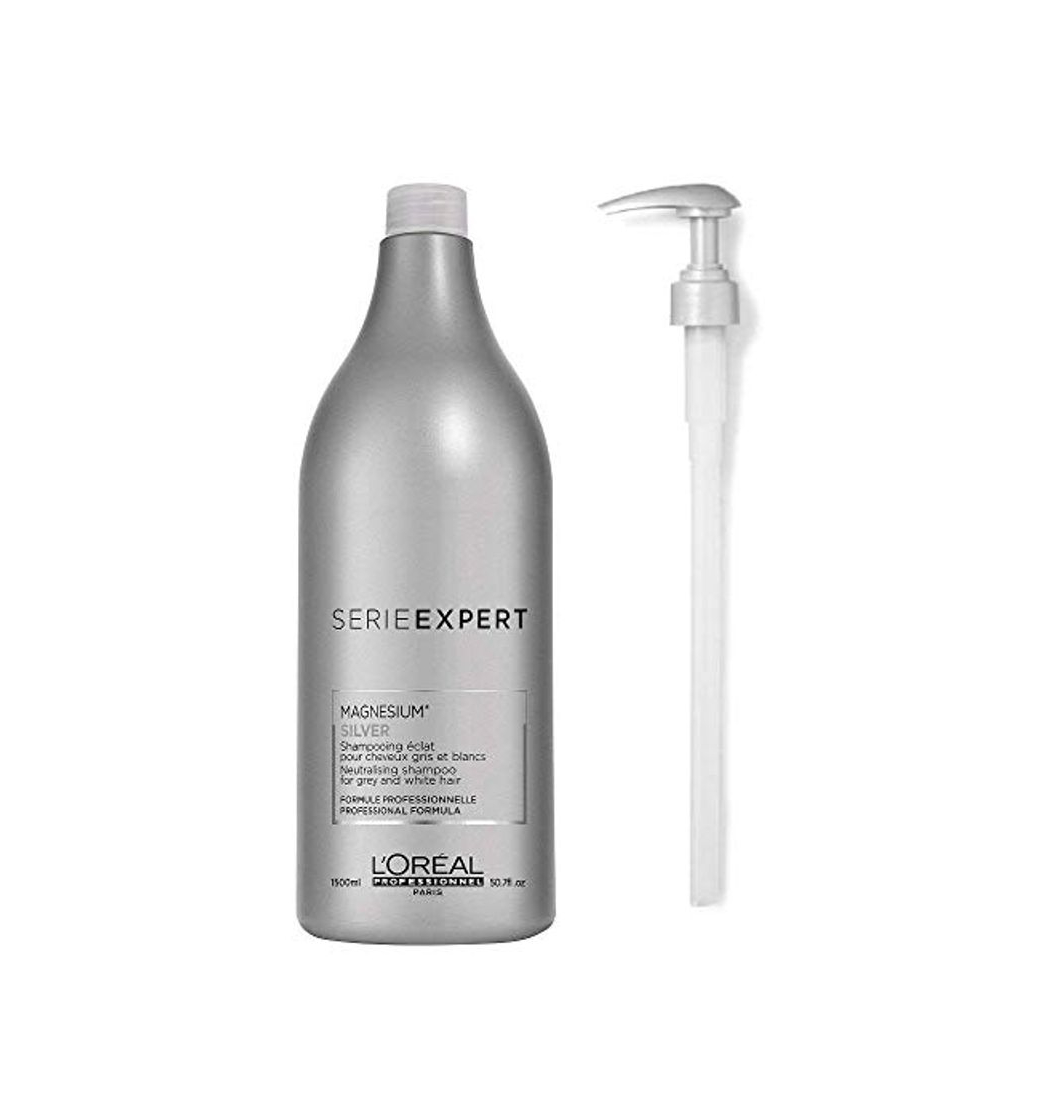 Producto Serie Expert by L'Oreal Professional Silver Champu 1500ml y bombas.