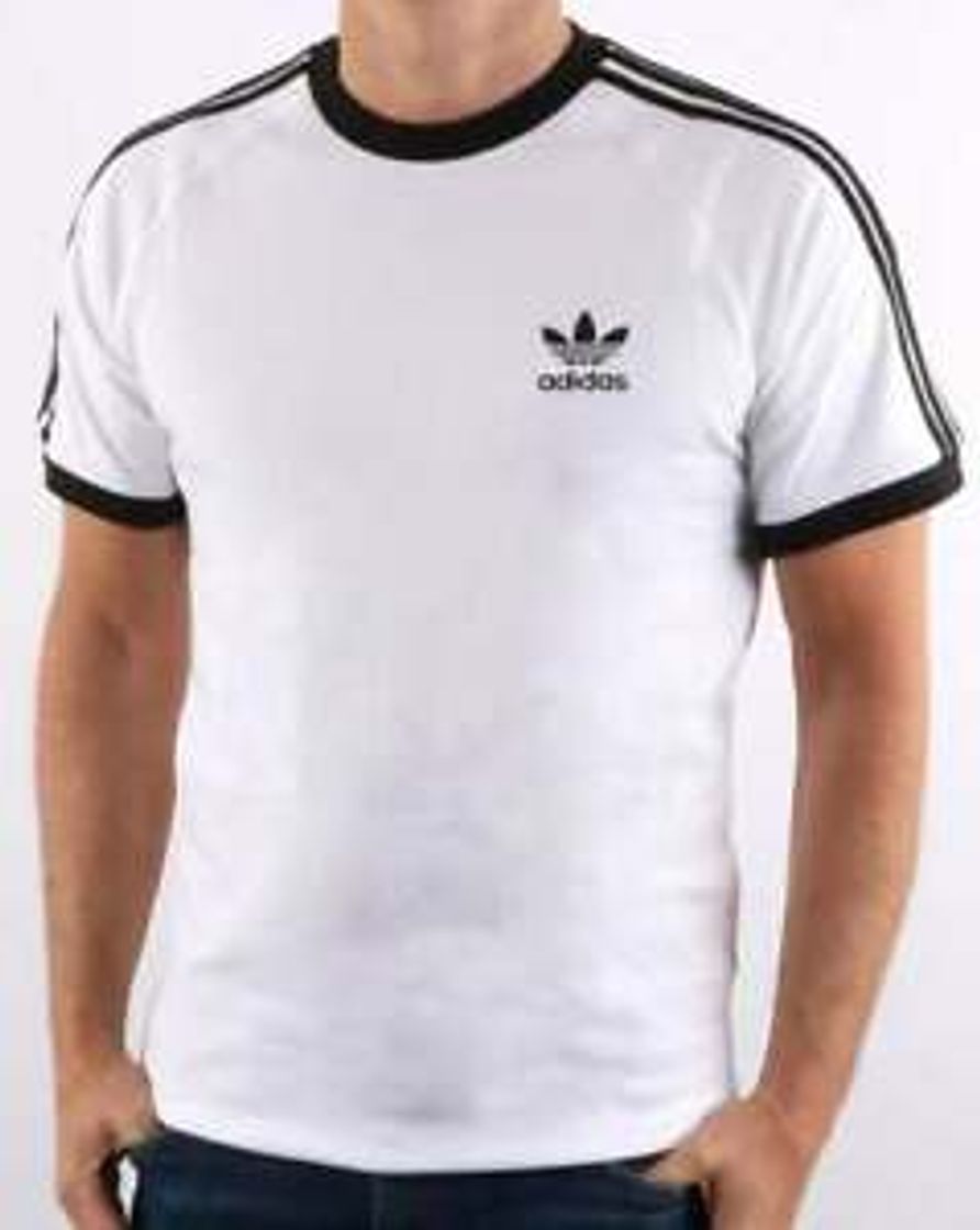 Fitness adidas Tres Bandas Camiseta de Manga Corta, Hombre, Blanco