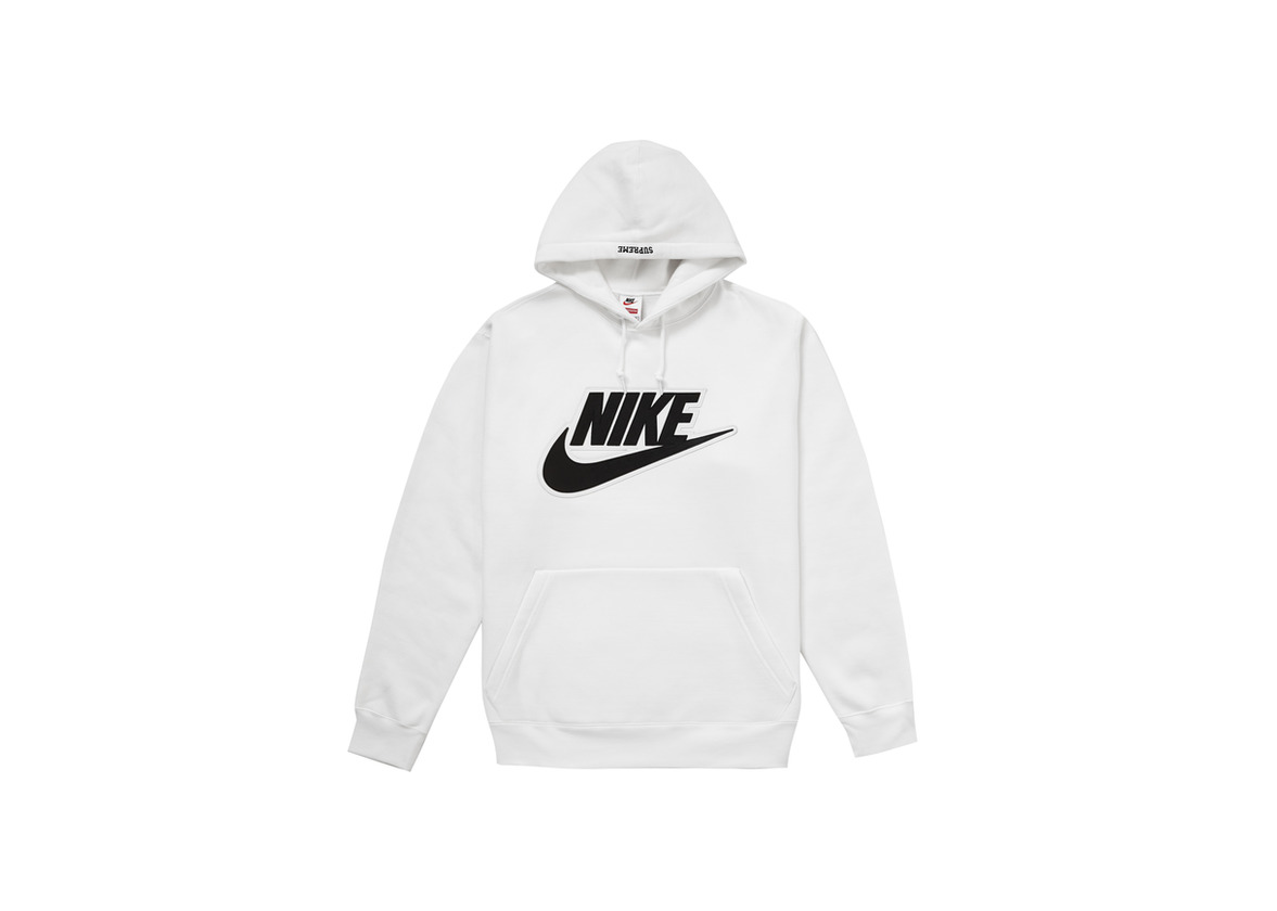 Product Supreme Nike Leather Applique Hooded Sweatshirt White