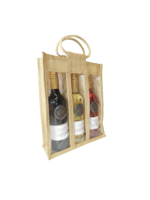 Product Yute Natural 3 Botella De Vino Bolsa De Regalo Con Asas-Eco 