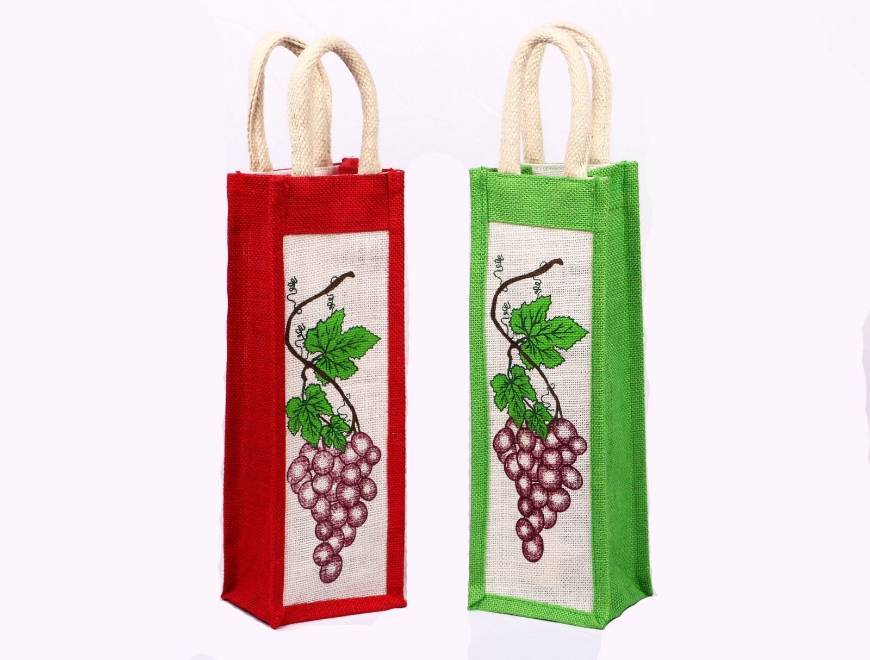 Producto 2 Botella De Vino Bolsa Yute Verde Eco Bolsas Regalo Fiesta 