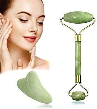 La cara de doble cabezal de belleza herramientas de masaje facial Jade