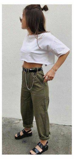 Army green pants outfit 