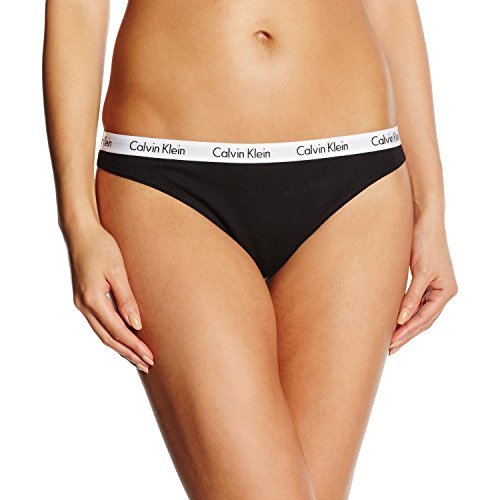 Social Calvin Klein Carousel-Thong Tanga de hilo, Negro