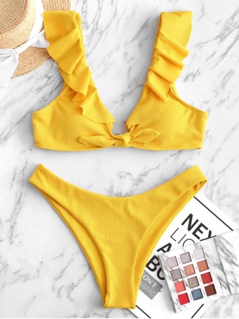 Social Bikini com folhos ZAFUL