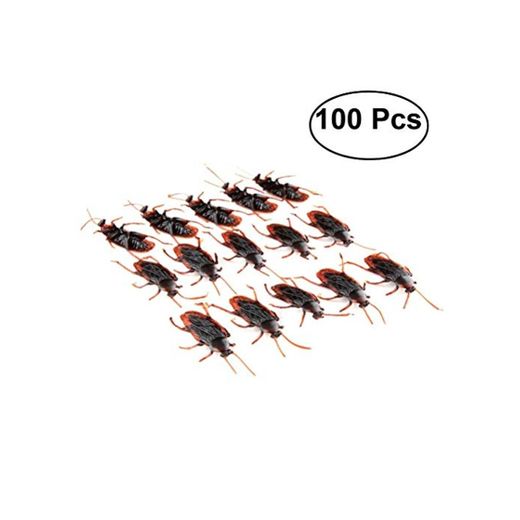 Tinksky Fake Roach Prank novedad de cucarachas plásticas Bugs Look Real para el Día de los inocentes Halloween Fool's Day Decoración del partido de 100 pack