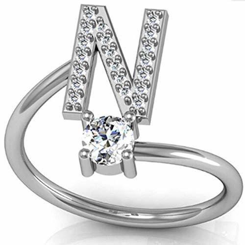 Product WGY Moda 26 Letras Anillo De Plata para Mujeres Rhinestone Anillos De