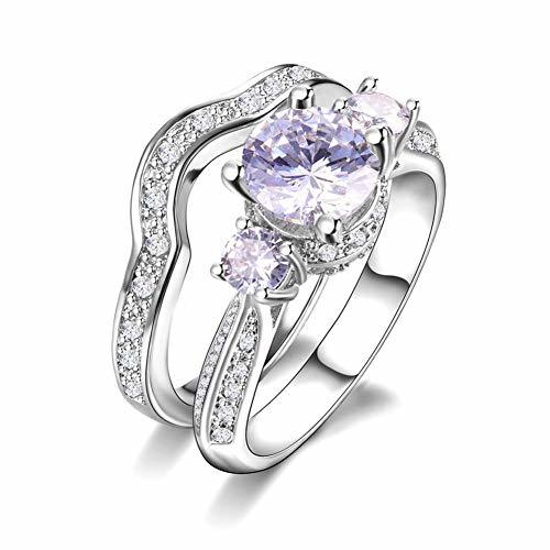 Lugares NGLSZSG Anillo Casal Anel De Casamento Feminino Cristal Circón Sólido 925 Anel