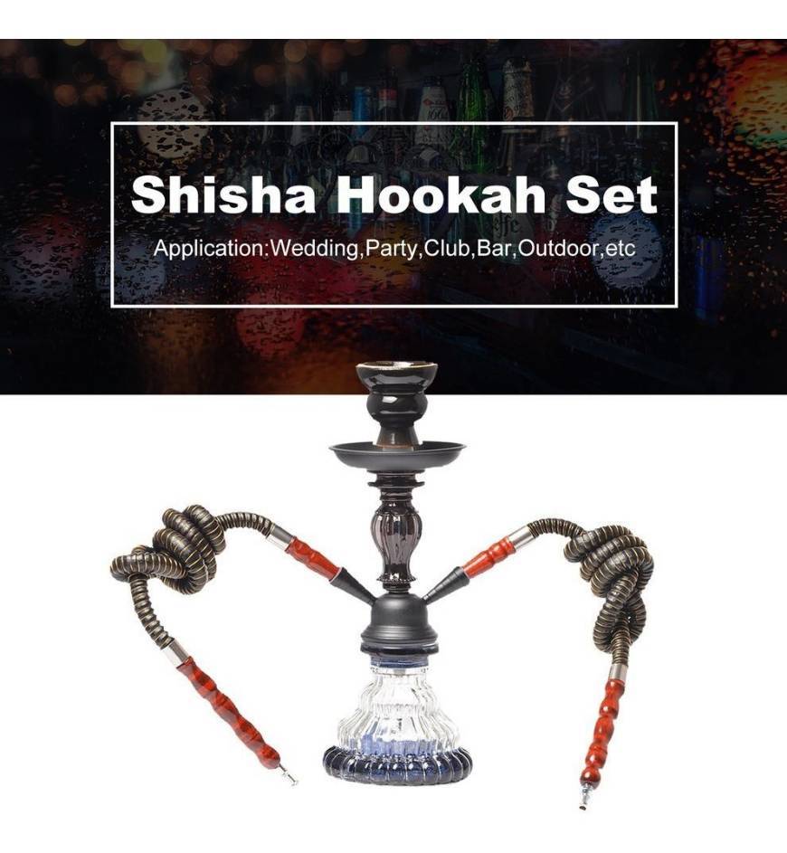 Elemento de la categoría hogar DXP Shisha Hookah 55cm 2 Manguera Cachimba Narguile agua tubo vidrio fumar