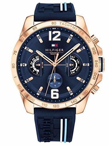 Tommy Hilfiger Reloj Multiesfera para Hombre de Cuarzo con Correa en Silicona