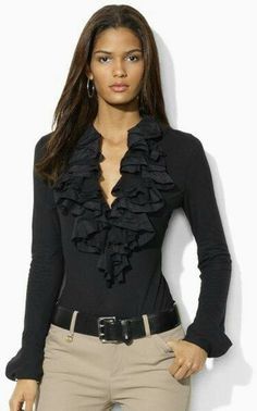 Fashion Blusa vestir negra