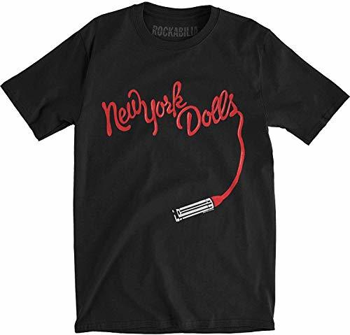 Social New York Dolls Men's Lipstick Logo Slim Fit T Shirt Black