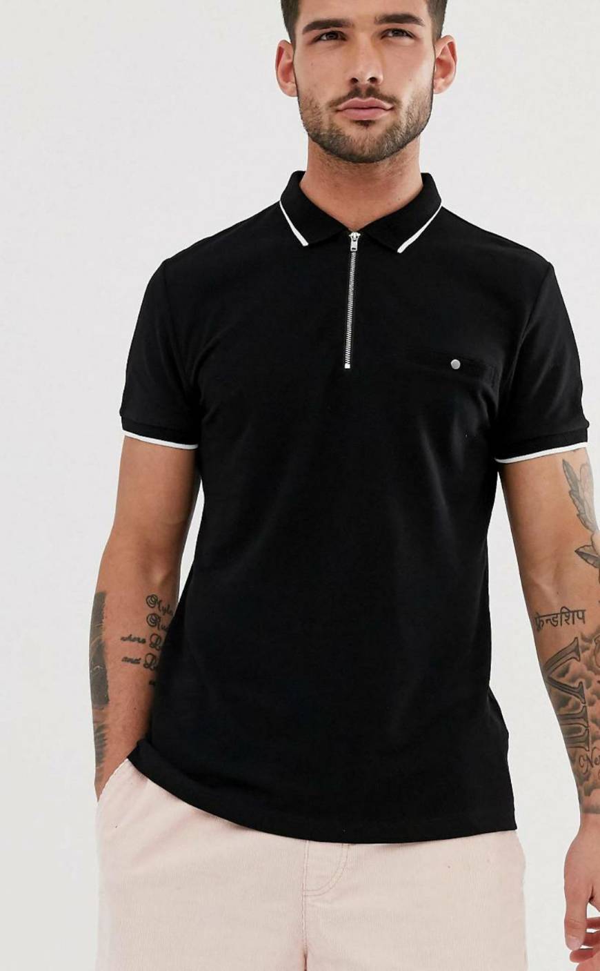 Product Polo ajustado negro de New Look