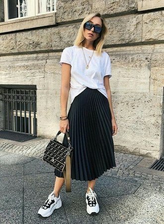 Fashion Saia plissada midi