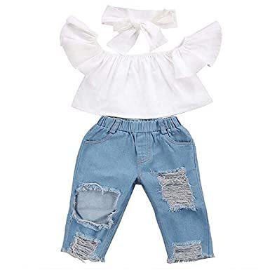 Ropa de Verano para bebés Ropa para niños Fuera del Hombro Tops