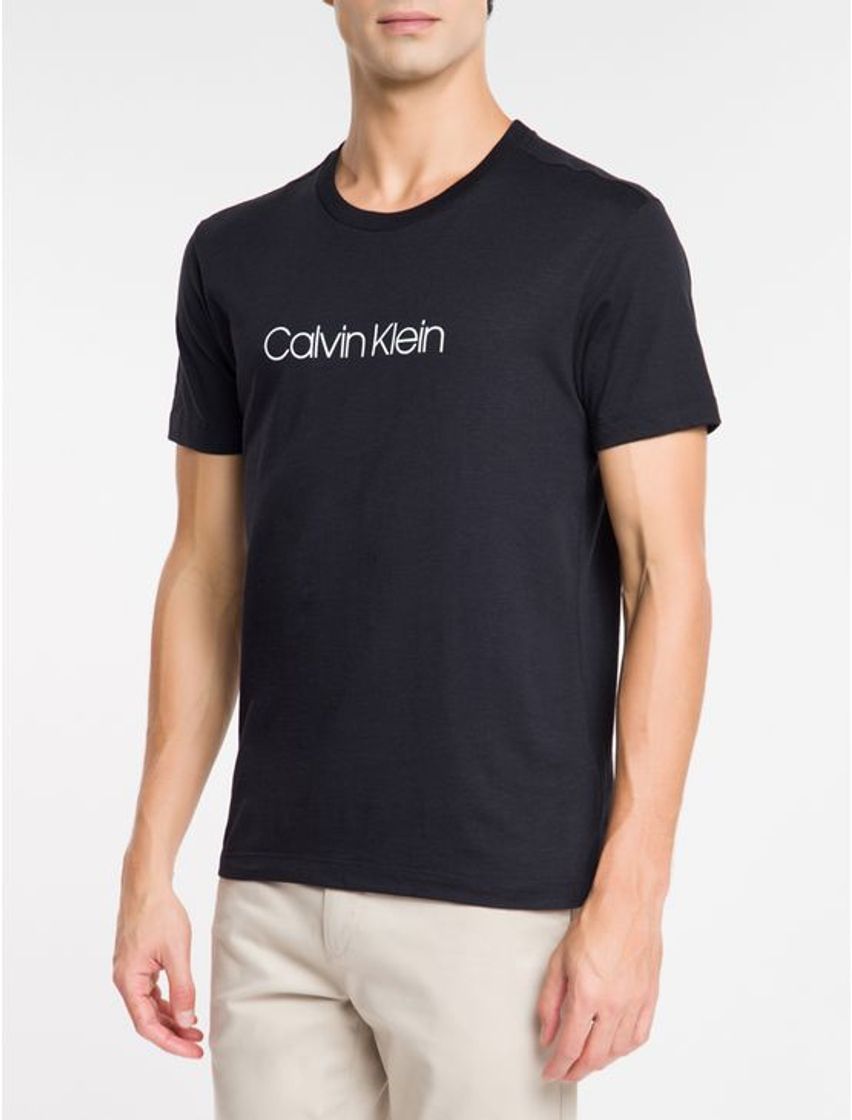 Moda Camiseta Slim Básica Flamê Calvin Klein - Preto | Calvin Klein ...