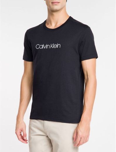 Camiseta Slim Básica Flamê Calvin Klein - Preto | Calvin Klein ...