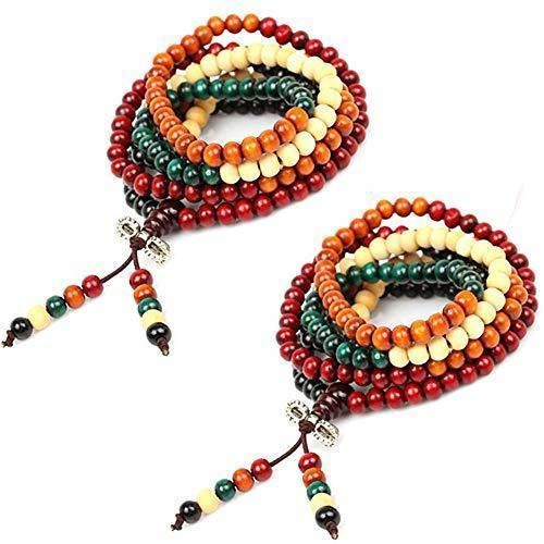 Hantier 2 Pack 8mm Tibetano 108 Cuentas Buda Budista Collar Pulsera