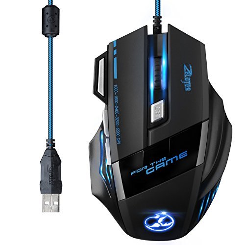 Electrónica [Versión Actualizada] TOPELEK Ratón Gaming con Cable Profesional USB 5500 DPI con