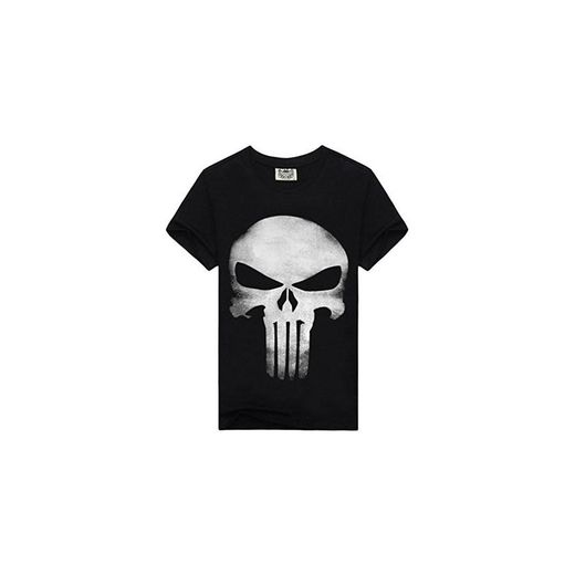 Kairuun Hombre Camisetas Divertidas Calavera Hip-Hop T-Shirts Verano Punk Cráneo Manga Corta