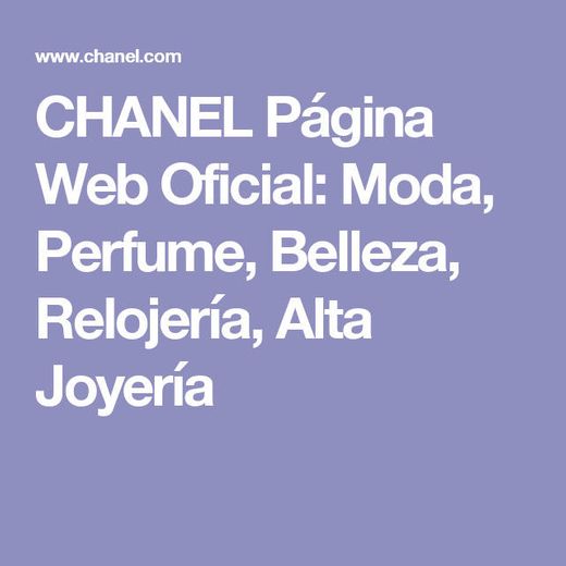 CHANEL Página Web Oficial: Moda, Perfume, Belleza, Relojería ...