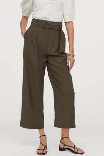 Wide belted green trousers 
