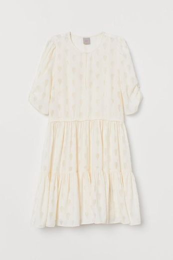 White Puff-sleeved dress