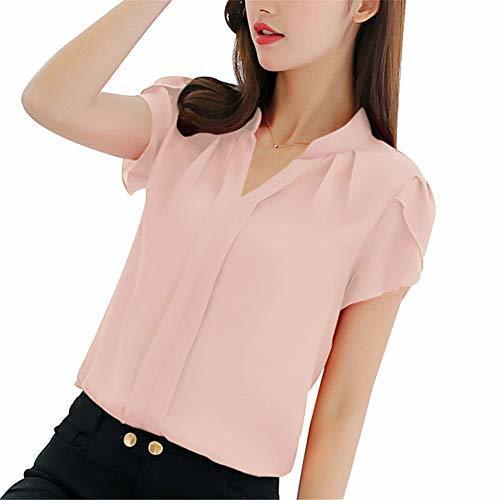 Social FE Blusa de Gasa con Cuello en V para Mujer