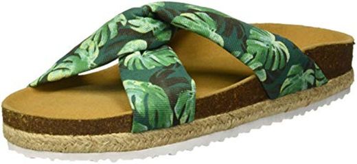 PAEZ Sandal Knot Palms, Sandalias con Punta Abierta para Mujer, Verde
