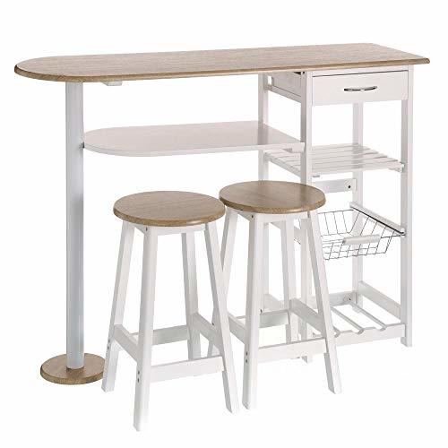Social Mesa para cocina de bar moderna de madera blanca Basic