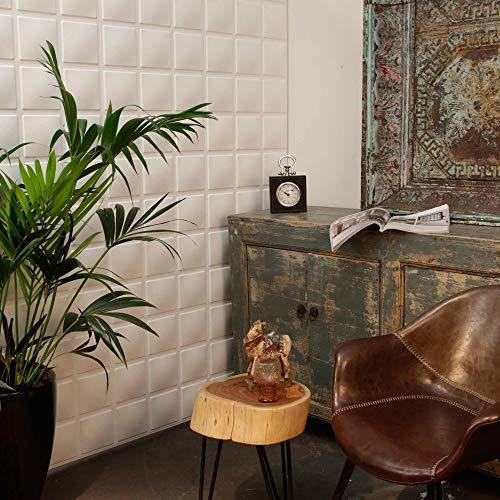 Place WallArt Paneles Murales 3D Cubes 12 Piezas GA-WA07 Blanco Material Fibra Natural