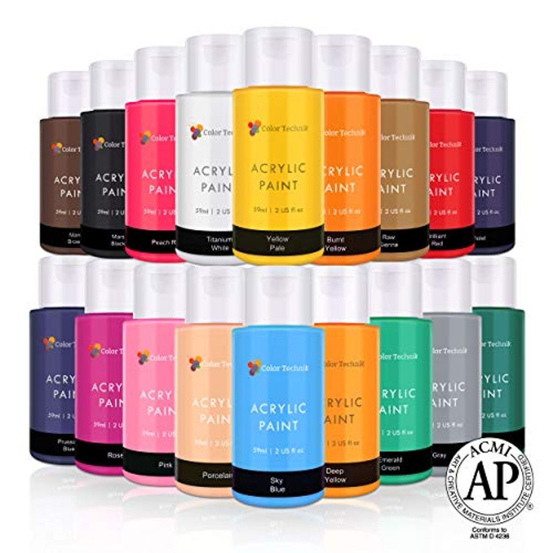 Product Acrylic Paint Set By Color Technik, Artist Quality, NEW COLOURS, 18x59ml