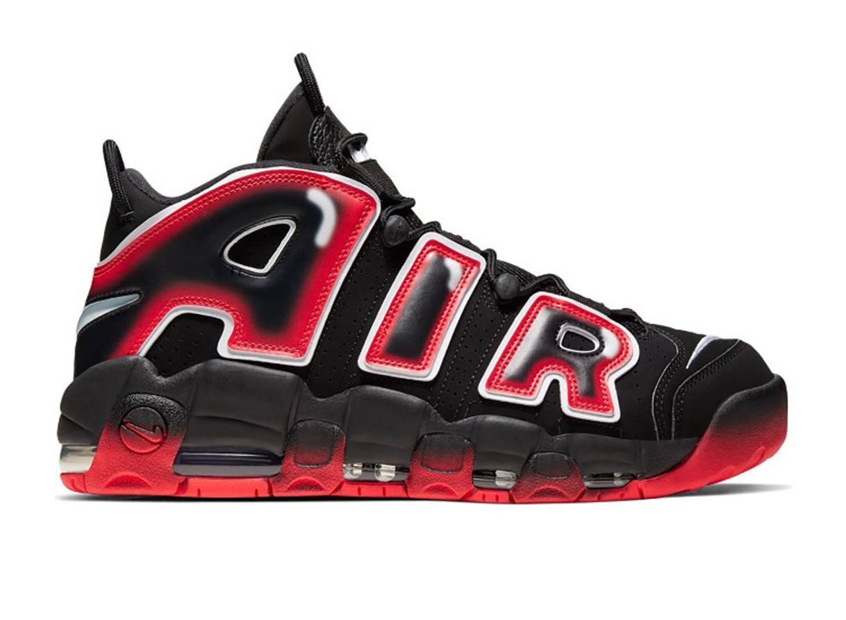 Social Nike Air More Uptempo Black White Laser Crimson