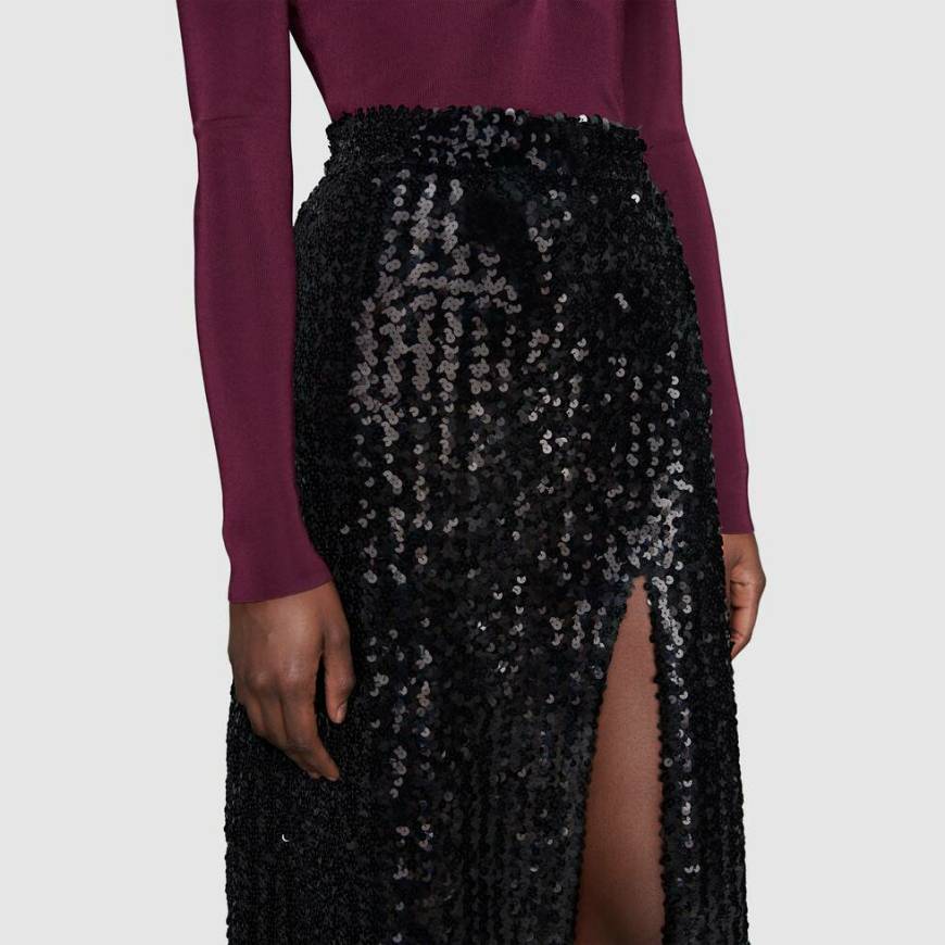 Moda Sequin embroidered skirt with slit