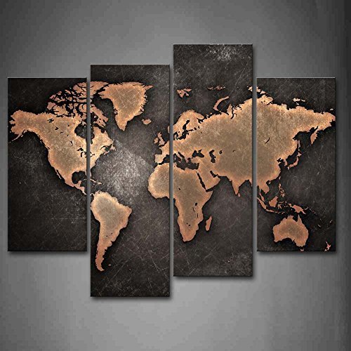 Social General Mundo Mapa Negro FondoPintura de la pintura de la pared La