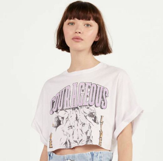 T-shirt cropped com estampado