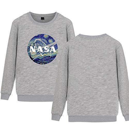 Social YHXF Unisex NASA Letter Logo Manga Cuello Redondo Logo Sudadera Manga Larga