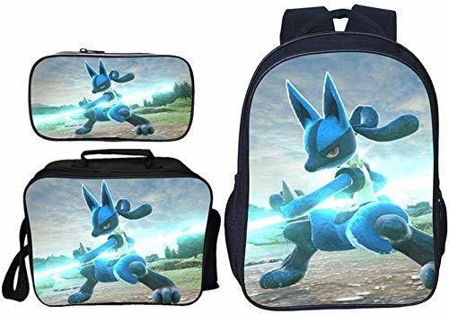 Products XYSoeMY Mochila para niños de 3 Piezas 3D Pikachu Impreso Bolsa de