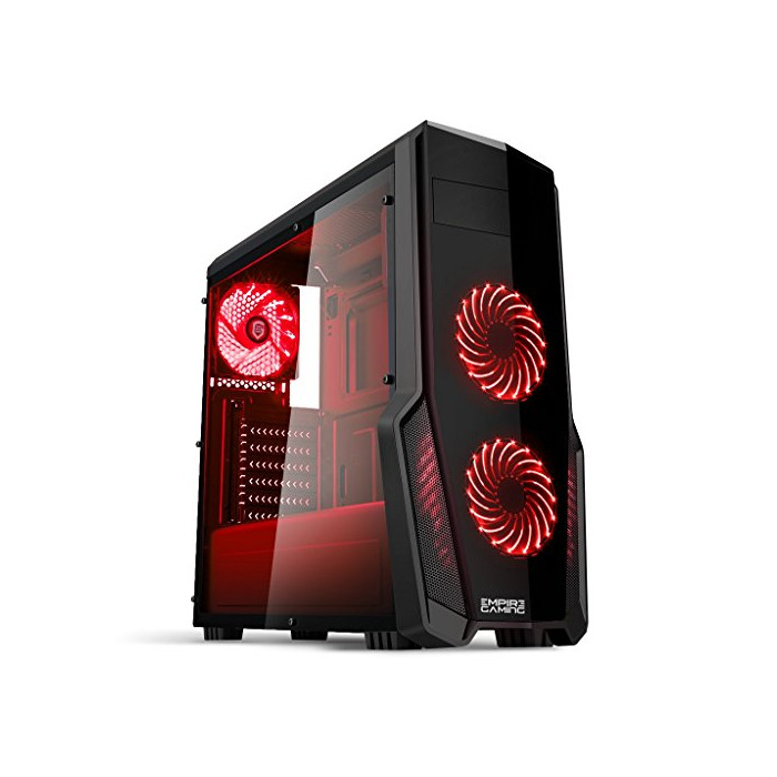 Electrónica Empire Gaming - Caja PC para juegos WarFare negra LED rojo