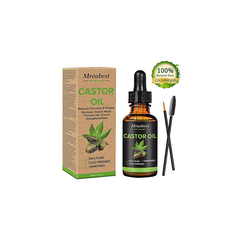 Belleza Castor Oil,Cold Pressed Castor Oil,100% Pure Castor Oil for Eyelashes, Eyebrows, Hair