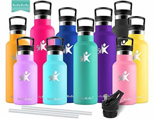 Social KollyKolla Botella de Agua Acero Inoxidable, Termo Sin BPA Ecológica Reutilizable, Botella