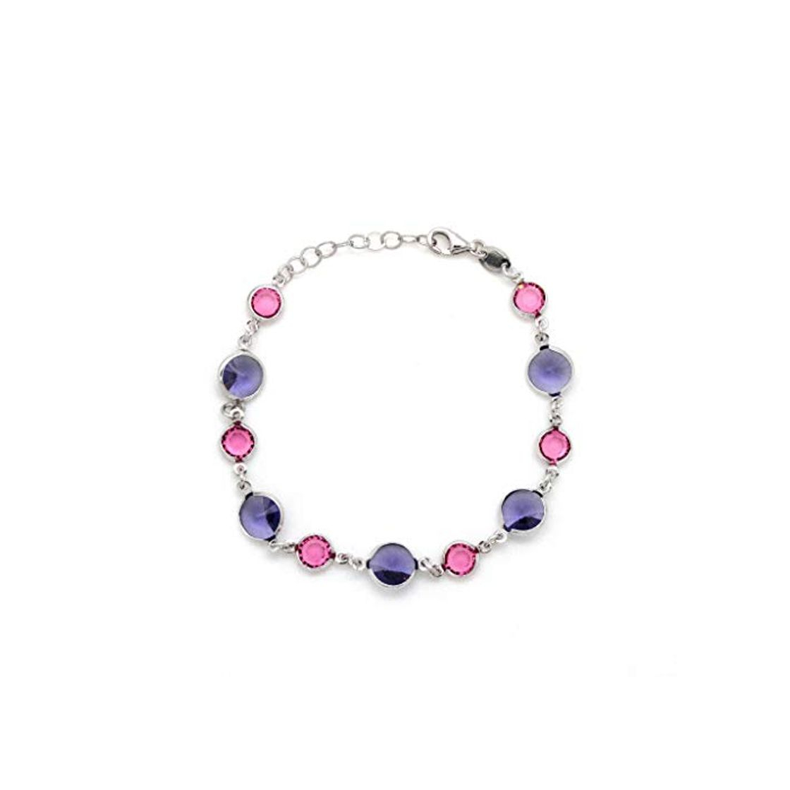 Social Pulsera Mujer Victoria Cruz Plata Cristal SWAROVSKI Rosas 6 mm y Morados