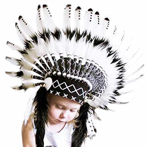 Fashion SDGDFXCHN Tocado de plumas indias Gorros para niños naturales y ecológicos Ajuste