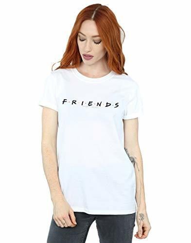 Friends Mujer Text Logo Camiseta del Novio Fit Blanco Medium