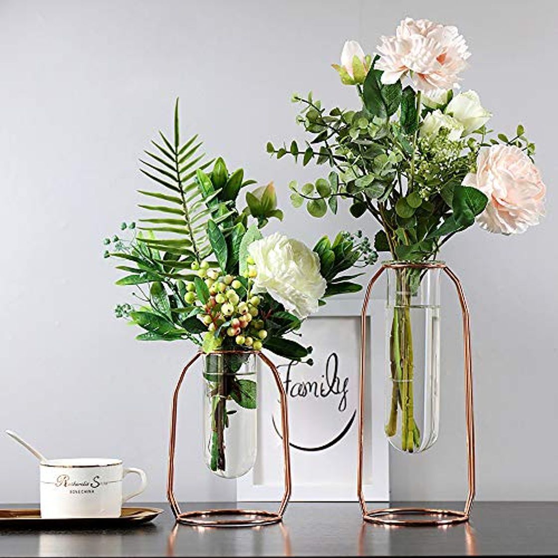 Social TONGXU 2PCS Florero de Vidrio de Tubo Ensayo Jarrón Decorativo Moderno Hidropónico